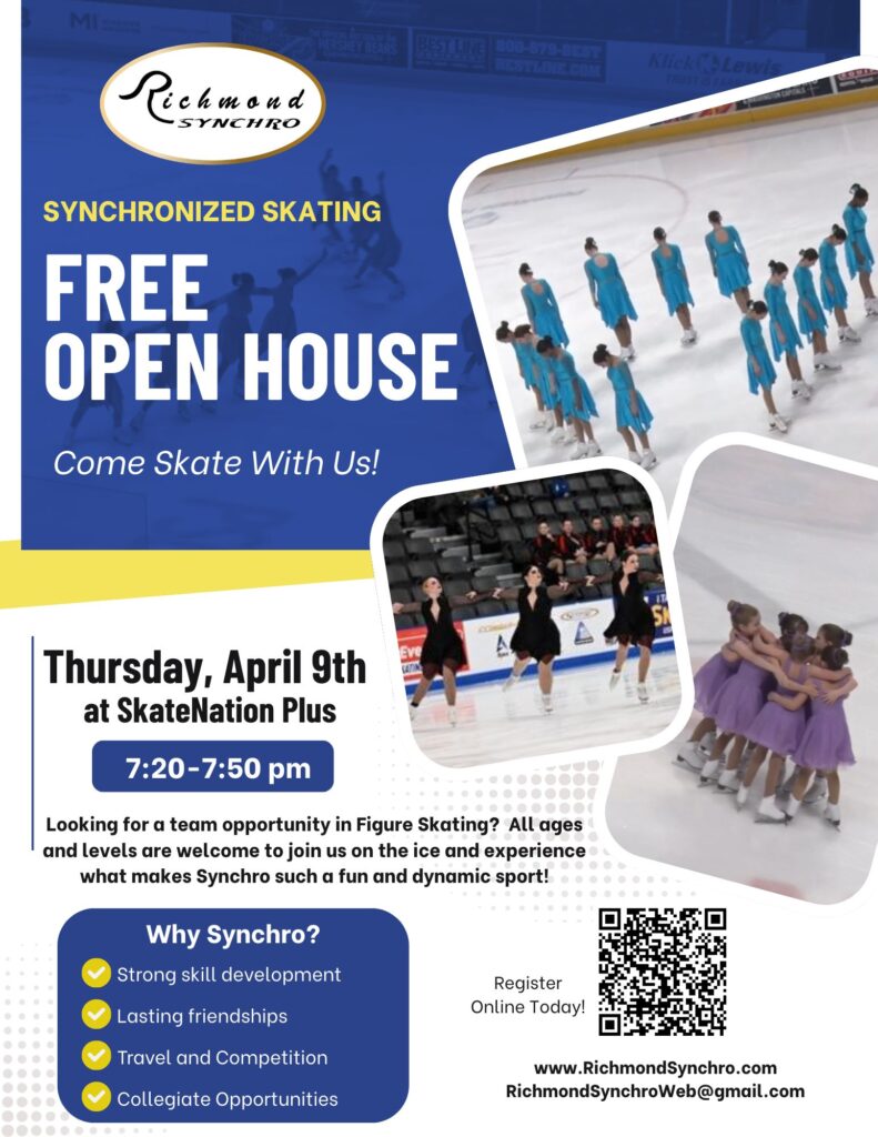 2026-2027 Richmond synchro ice skating team open house flyer